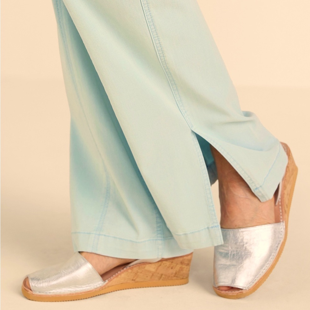 Metallic Silver Wedge Slide Sandals for Women